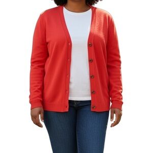 NWOT Karson & Taylor Women’s Size XL Orange Button-Up Cardigan